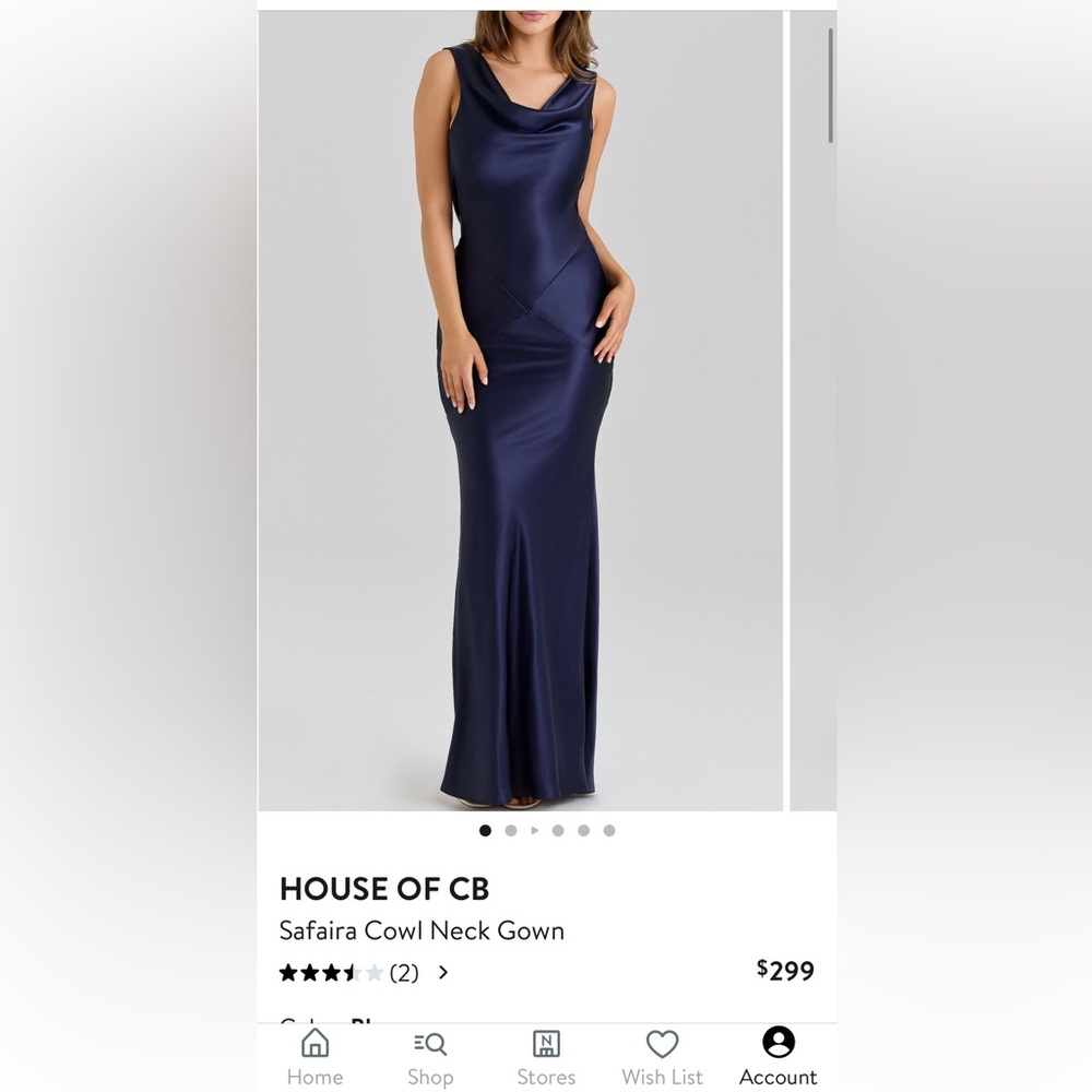 House of CB Elegant Navy Blue Satin Dress